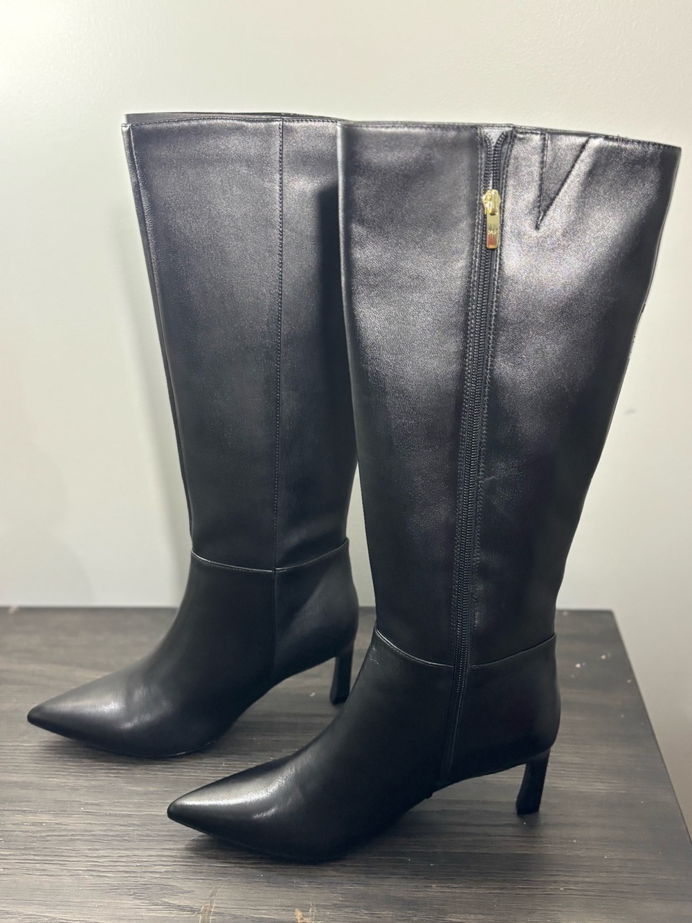NIB - Marc Fisher Lucinda Black Leather Tall Boots Women’s 9.5M